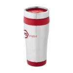 Gepersonaliseerde thermosbeker staal en plastic 410ml Inox Colors kleur rood tweede weergave met logo