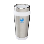 Gepersonaliseerde thermosbeker staal en plastic 410ml Inox Colors kleur wit weergave tampondruk