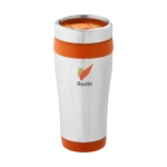 Gepersonaliseerde thermosbeker staal en plastic 410ml Inox Colors kleur oranje weergave tampondruk