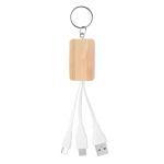 Houten sleutelhanger met logo en USB-kabels BambooTech kleur hout