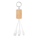 Houten sleutelhanger met logo en USB-kabels BambooTech kleur hout tweede weergave