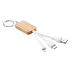 Houten sleutelhanger met logo en USB-kabels BambooTech kleur hout derde weergave