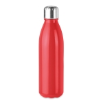 Gekleurde glazen fles met stalen dop 650ml UrbanStyle Crystal kleur rood