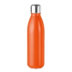 Gekleurde glazen fles met stalen dop 650ml UrbanStyle Crystal kleur oranje