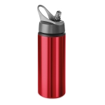 Metalen flessen bedrukken met opvouwbaar rietje 600ml Alu Sport kleur rood