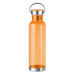 Tritanflessen met bamboe deksel en handvat 800 ml clip kleur doorzichtig oranje