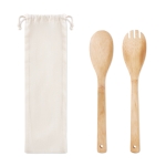 2 bamboe salade utensils met zak Bamboo tweede weergave