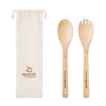 2 bamboe salade utensils met zak Bamboo hoofdweergave