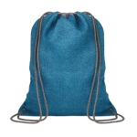 Gemarmerde polyester tasje met trekkoord 1200D Lifestyle kleur blauw