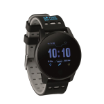 Smartwatch met logo voor promotie Wearfit kleur zwart weergave met bedrukking