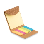 Eco-set met logo voor notities met kleurlabels SlimCork kleur beige tweede weergave