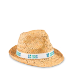 Sombrero met logo van natuurlijk stro met polyester lint Havana weergave met bedrukking