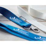 Lanyard van RPET met metalen karabijnhaak bedrukken, 20 mm kleur blauw