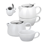 Theeservies met theepot met logo van 440 ml Duet diverse kleuren