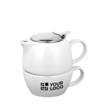 Theeservies met theepot met logo van 440 ml Duet met afdrukgebied