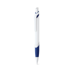 Witte plastic pen met gekleurd detail en blauwe inkt kleur blauw tweede weergave