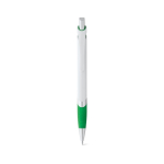 Witte plastic pen met gekleurd detail en blauwe inkt kleur groen eerste weergave