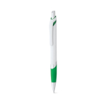 Witte plastic pen met gekleurd detail en blauwe inkt kleur groen tweede weergave