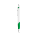 Witte plastic pen met gekleurd detail en blauwe inkt kleur groen