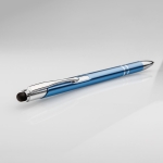 Aluminium zakelijke touch pen met logo Slimtouch kleur lichtblauw derde weergave