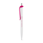 ABS-pen met clip in verschillende kleuren, blauwe inkt kleur roze afbeelding met logo