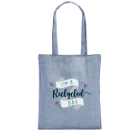 Voordelige gerecyclede katoenen tas bedrukken 140 g/m2 Recycle kleur blauw afbeelding met logo 2