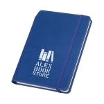 A5 PU-notitieboekje met logo en penhouder Edgewise kleur blauw afbeelding met logo 4