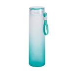 Matglazen fles heeft een opvallend kleurverloop 470ml Crystal Frost kleur turkoois