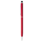 Slanke balpen met stylus, chromen kleur, blauwe inkt Vip Thin kleur rood