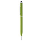 Slanke balpen met stylus, chromen kleur, blauwe inkt Vip Thin kleur lichtgroen