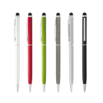 Slanke balpen met stylus, chromen kleur, blauwe inkt Vip Thin diverse kleuren