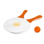 Beachtennisset met 2 houten rackets en 1 bal kleur oranje afbeelding met logo 4