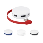 Oprolbare ABS verlengsnoer met USB kabel USB-hub Round diverse kleuren