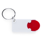 Witte sleutelhanger met winkelwagenmuntje Bicolor kleur rood