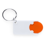 Witte sleutelhanger met winkelwagenmuntje Bicolor kleur oranje