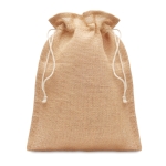 Kleine bedrukte jute tas met verstelbare sluiting 14x22cm Jute Small kleur beige