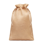 Grote jute shopper met touwsluiting 20x47cm Jute Large kleur beige