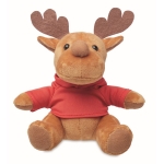 Rendier knuffel met logo op t-shirt Rudolph kleur rood