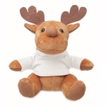 Rendier knuffel met logo op t-shirt Rudolph kleur wit