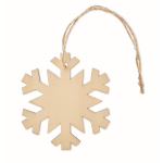 Houten sneeuwvlok versiering met kersthanger Snowflake kleur hout