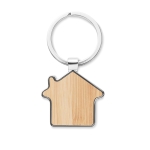 Huisvormige houten sleutelhanger met naam Bamboo Home kleur hout derde weergave