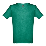 Unisex katoenen t-shirts met logo 150 g/m2 THC Athens kleur gemarmerd groen