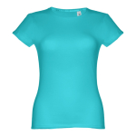 Goedkope katoenen dames t-shirts 150 g/m2 THC Sofia kleur turkoois