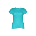 Goedkope katoenen dames t-shirts 150 g/m2 THC Sofia kleur turkoois eerste weergave