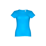 Goedkope katoenen dames t-shirts 150 g/m2 THC Sofia kleur cyaan blauw eerste weergave