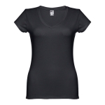 Getailleerde dames t-shirt met v-hals en katoen 150 g/m2 THC Athens kleur zwart