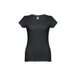 Getailleerde dames t-shirt met v-hals en katoen 150 g/m2 THC Athens kleur zwart eerste weergave