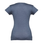 Getailleerde dames t-shirt met v-hals en katoen 150 g/m2 THC Athens kleur gemarmerd blauw