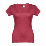 Getailleerde dames t-shirt met v-hals en katoen 150 g/m2 THC Athens kleur gemarmerd rood