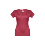 Getailleerde dames t-shirt met v-hals en katoen 150 g/m2 THC Athens kleur gemarmerd rood eerste weergave